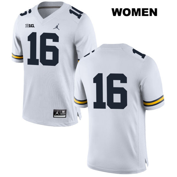 Women's NCAA Michigan Wolverines Max Wittwer #16 No Name White Jordan Brand Authentic Stitched Football College Jersey MG25U47JG